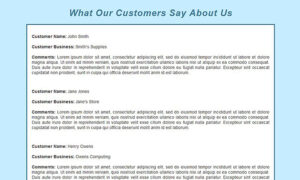 قالب صفحه نمایش نظرات مشتریان