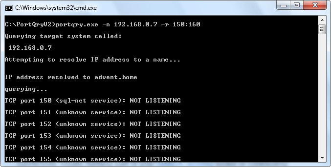 اسکن پورت های باز یک ip با ابزار portqry