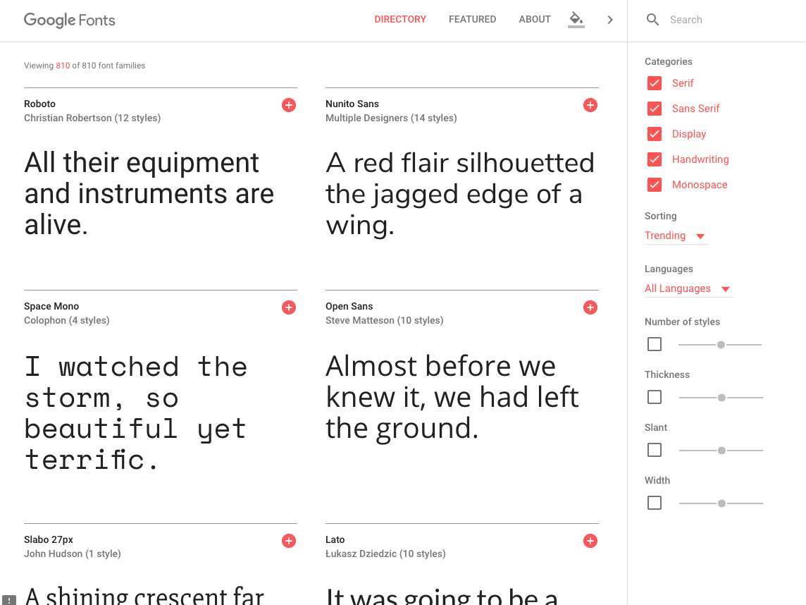 سرویس Google Fonts برای دانلود و تست فونت
