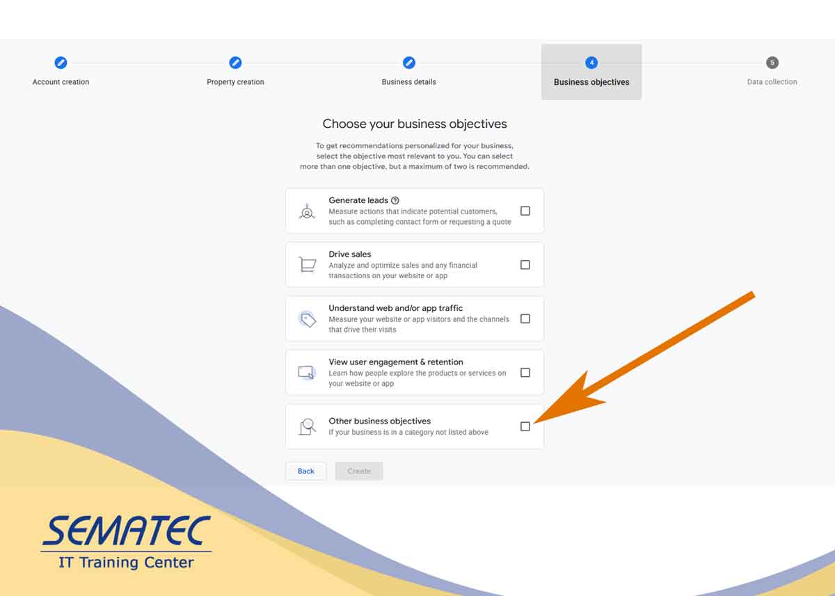 انتخاب گزینه Other business objectives در اهداف کسبوکار