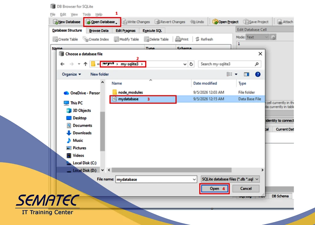 مراحل کار با نرم افزار DB Browser for SQLite